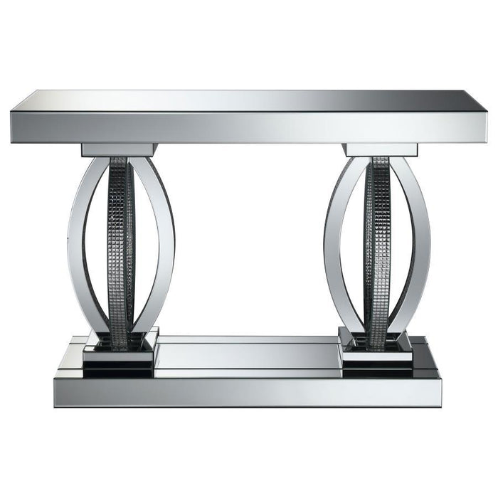 Amalia - Rectangular Sofa Table With Shelf - Clear Mirror